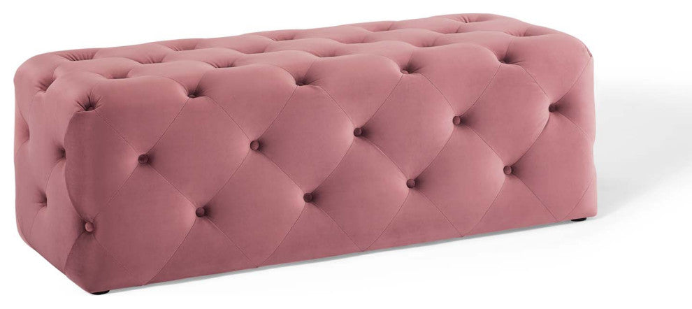 Anthem 48" Tufted Button Entryway Performance Velvet Bench Dusty Rose