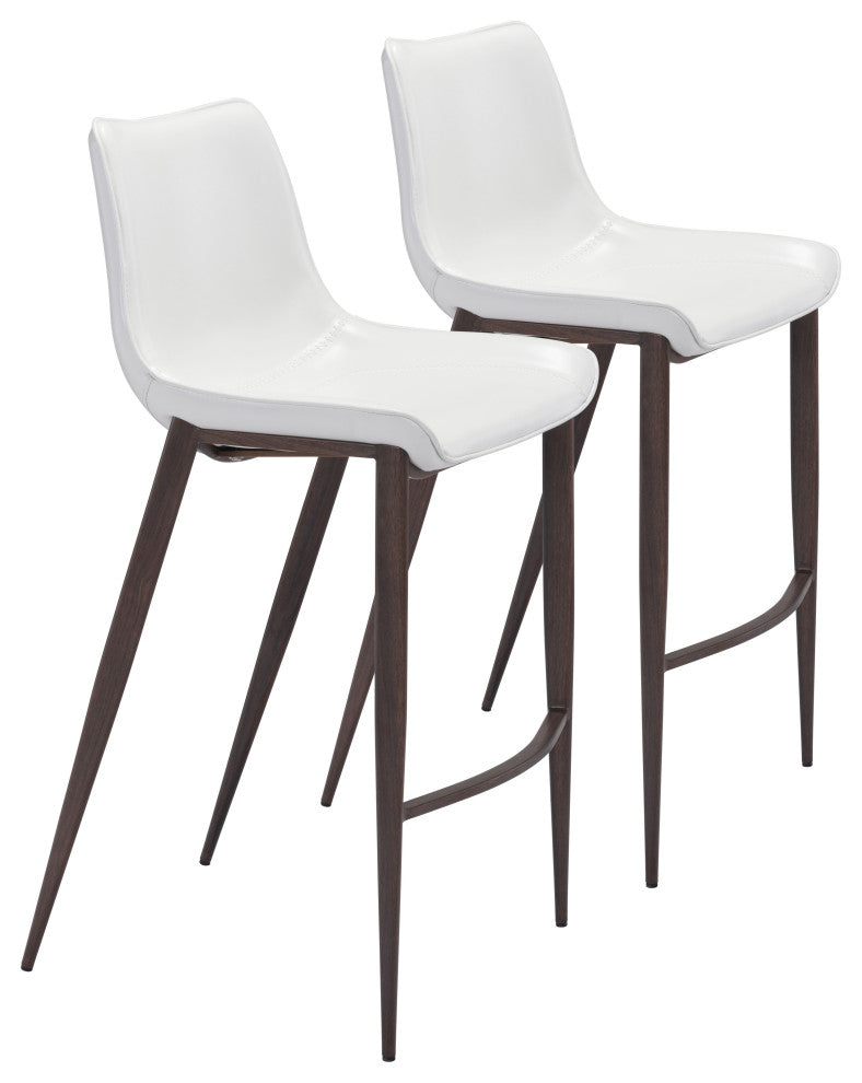 Magnus Bar Chair (Set of 2) White & Walnut
