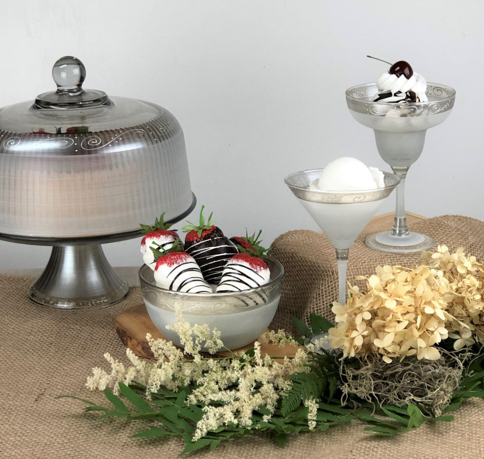 Heirloom Pewter Swirl Martini Glasses, Set of 2