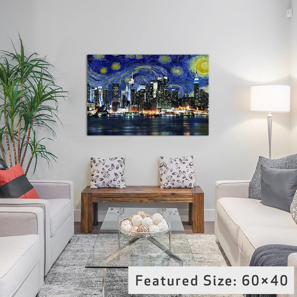 New York City, New York Starry Night Skyline by 5by5collective