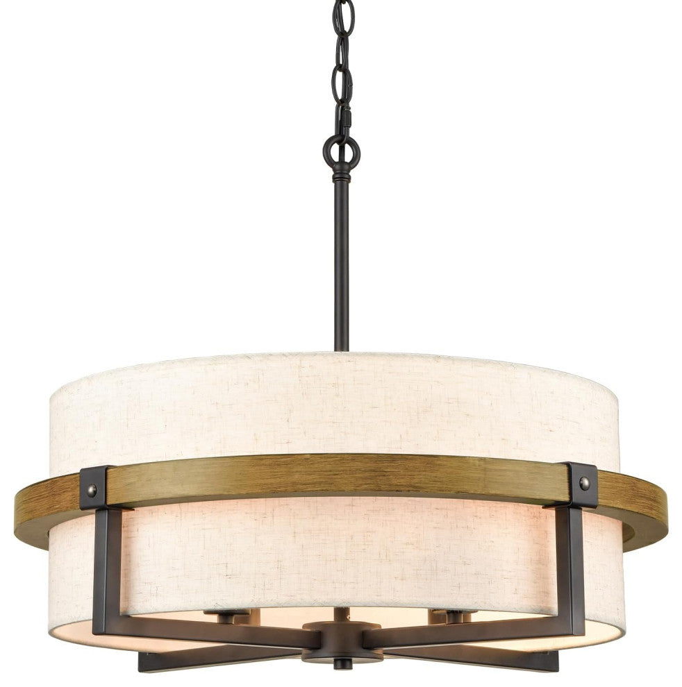 Rustic 4-Light Drum Chandelier for Dining Room