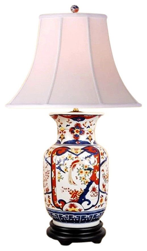 Chinese Porcelain Vase Floral Imari Motif Table Lamp 30"