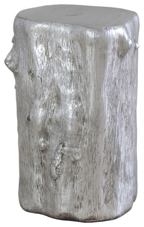 Log Stool, Silver Leaf, Silver, Small