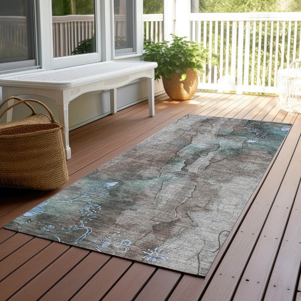 Machine Washable Indoor/Outdoor Chantille ACN1869 Taupe 2'3" x 7'6" Runner Rug