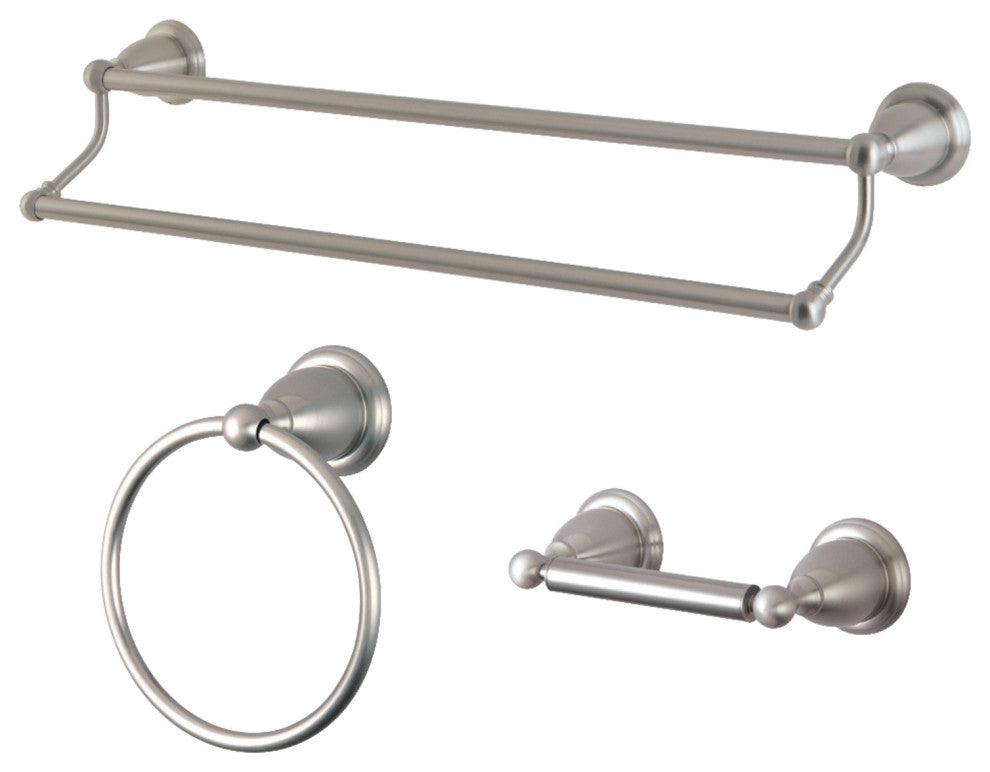 Kingston Brass 3-Piece Bathroom Accessory Set, Brushed Nickel