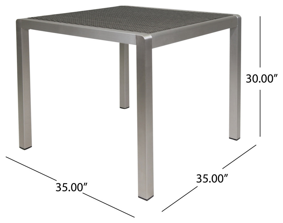 Bennington Patio 4-Seater Aluminum Dining Set With Tempered Glass Table Top, Polyethylene Wicker