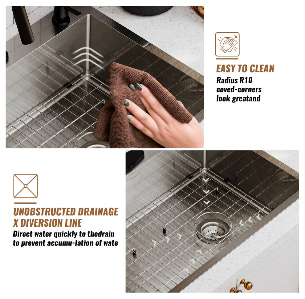Drop-In Stainless Steel 33-inch 1-Hole Single Bowl Kitchen Sink in Brushed