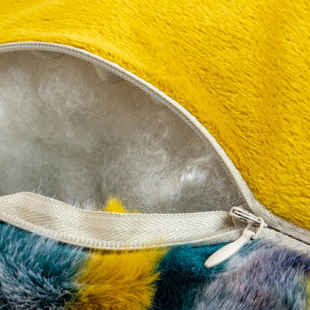 Multi Jacquard Faux Fur Bed Rest NEED ASSEMBLY, 20" x 18" x 17", Teal