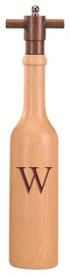 Wine Bottle Maple Wood Pepper Grinder, Custom Personalized Initial,  "W"