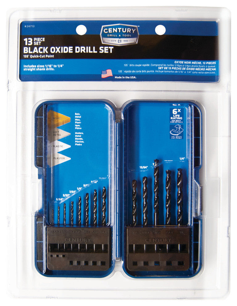 Black Oxide Drill Bits, 13 Piece Set