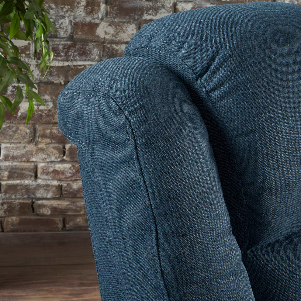 GDF Studio Everette Navy Blue Power Recliner With Arm Storage and USB Cord