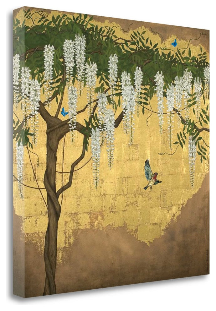 "Wisteria With House Finch" By Joanna Charlotte, Giclee on Gallery Wrap Canvas