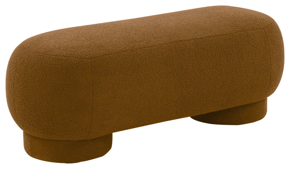 Mara Cinnamon Brown Vegan Shearling Ottoman