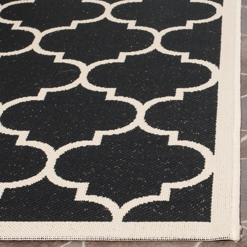 Safavieh Courtyard Cy6914-266 Black, Beige Area Rug, 8'0" X 11'0"