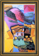 Juan Gris landscape at Ceret Sunset - 16" x 24" Framed Premium Canvas Print