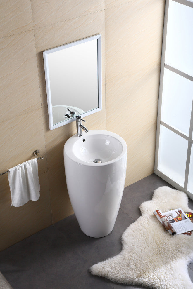 Fine Fixtures Island Pedestal, Elegant 1-Piece Pedestal Sink, Vitreous China