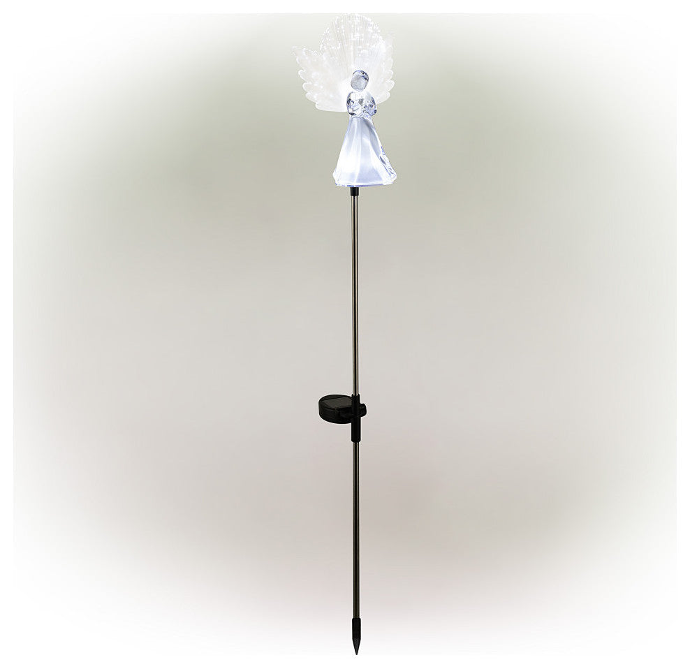 37"�H Outdoor Solar Angel Garden Stakes with Fiber Optic Wings and LED Lights