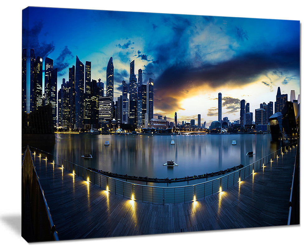 "View From Marina Bay Sands" Panorama Cityscape Canvas Print20"x12"