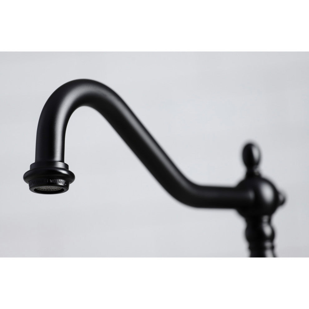 KB1790PXBS 8" Widespread Kitchen Faucet With Brass Sprayer, Matte Black