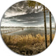 Pier In Brown Lake, Landscape Photo Round Wall Art, 11"