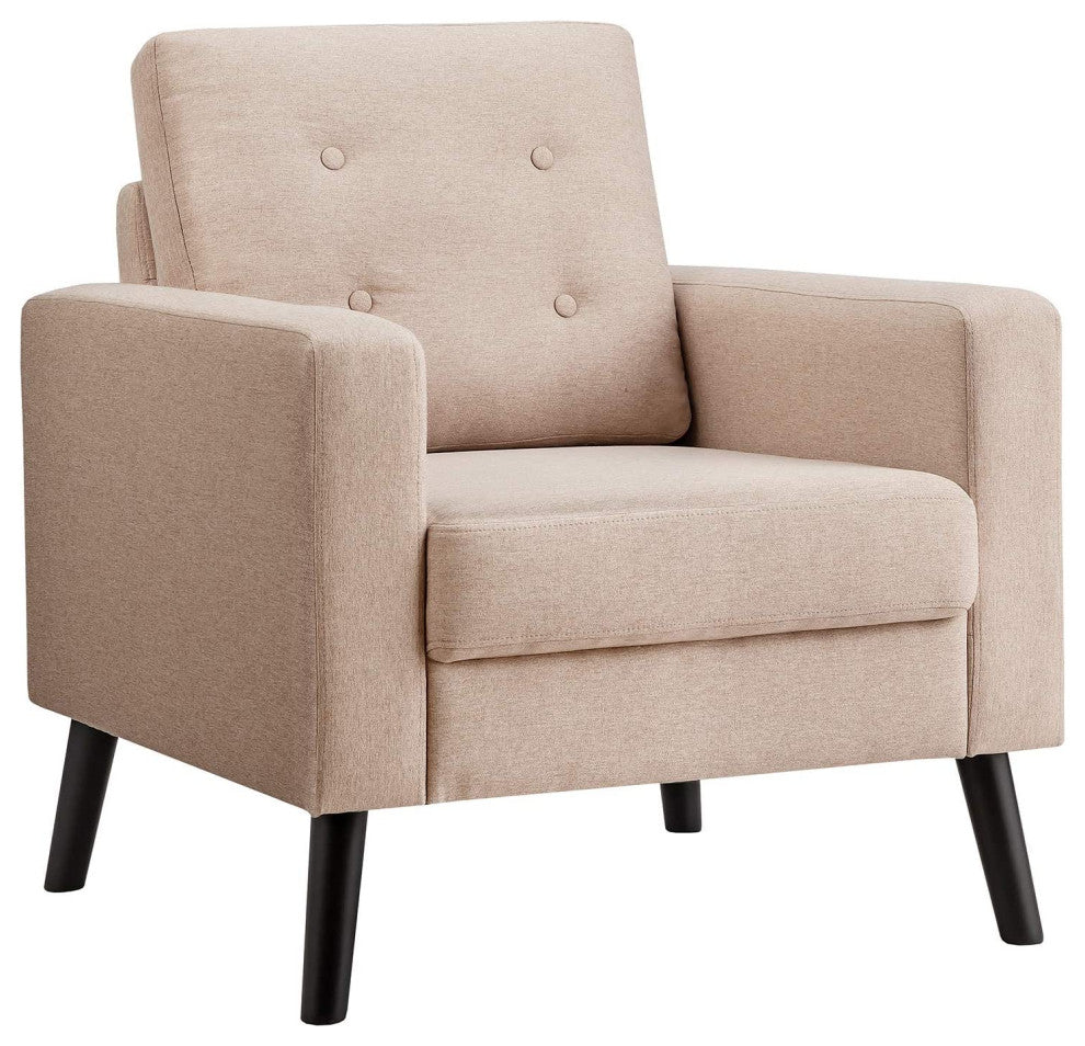 Modern Upholstered Armchair Club Chair with Rubber Wood
