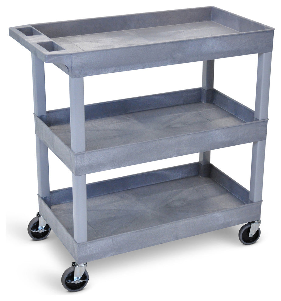 32"x18" Tub Cart 3 Shelves, Gray