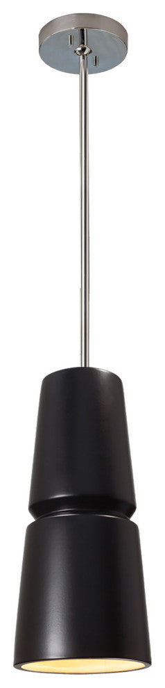 Small Cone 1-Light Pendant, Carbon Matte Black, Polished Chrome, Incandescent