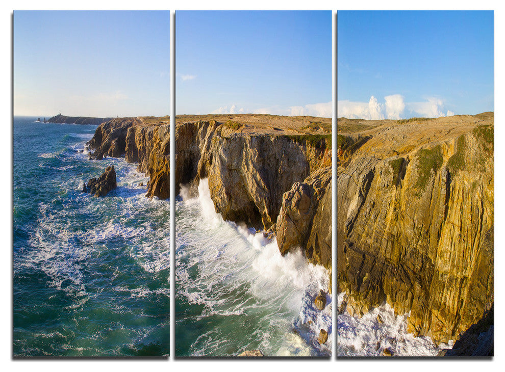 "Cote Sauvage Bretagne France" Metal Wall Art, 3 Panels, 36"x28"