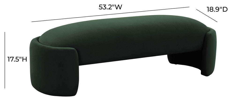 Toledo Forest Green Velvet Bench