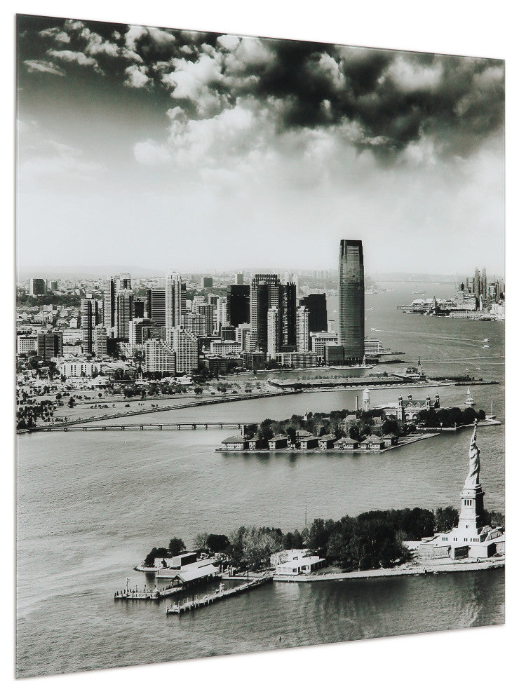 New York Skyline A Square Wall Art on Frameless Free Floating Tempered Glass