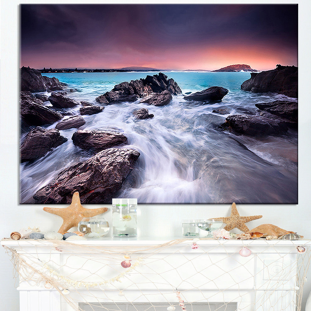 "Fascinating View of Rocky Coast" Seashore Canvas Wall Art, 40"x30"
