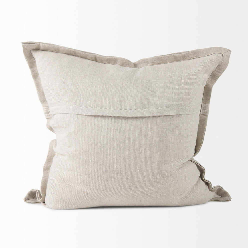 Mae 20Lx20W Beige Fabric Decorative Pillow Cover
