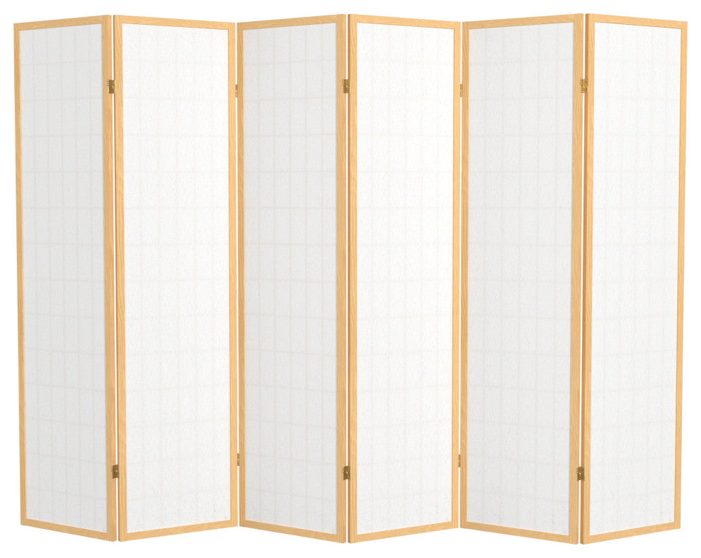 6' Tall Window Pane Shoji Screen, Natural, 6 Panels