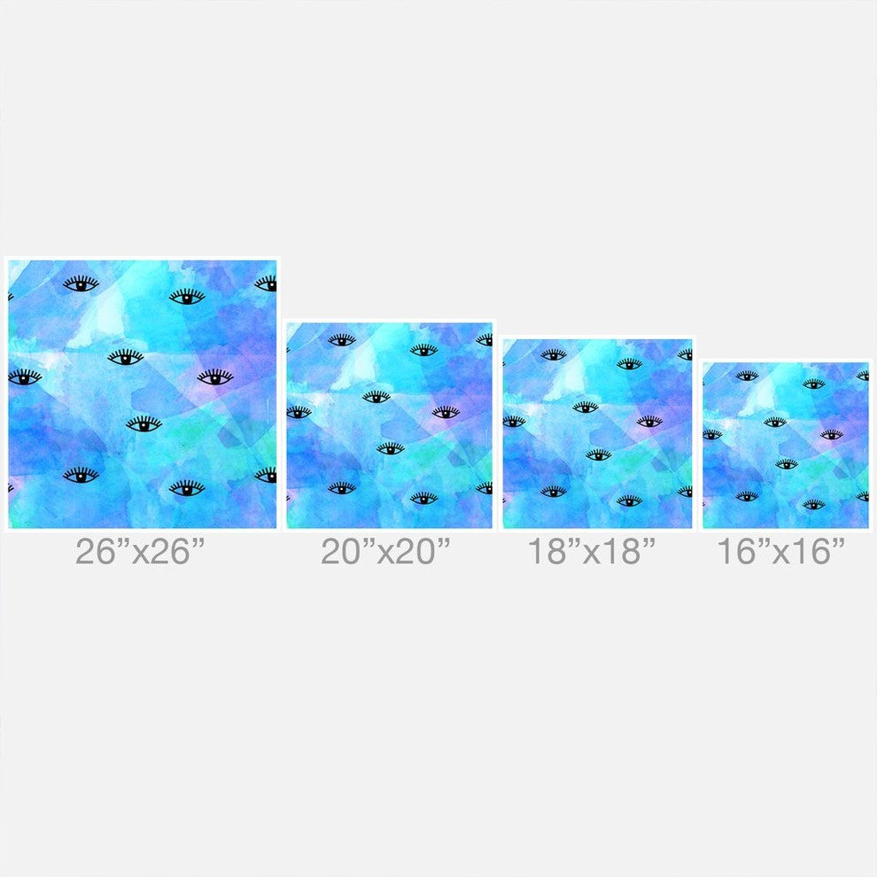 Hello Sayang Eye Blush Blue Throw Pillow, 26"x26"
