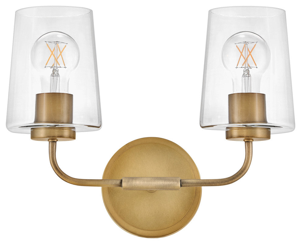 Lark Kline Small Two Light Vanity, Heritage Brass