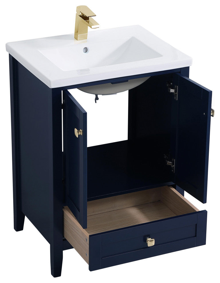24" Single Bathroom Vanity Set, White, Blue, 24