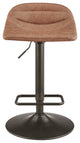 Koa Fabric Gaslift Swivel Bar Stool, Set of 2, Umber Brown, Faux Leather