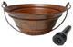 15" Round Copper Bucket Bathroom Sink in Fire Burnt Patina with Daisy Drain
