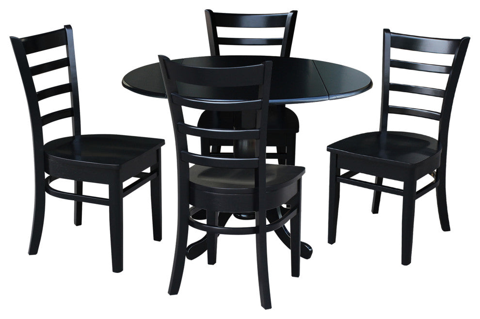 42 in. Dual Drop Leaf Table with 4 Ladder Back Dining Chairs