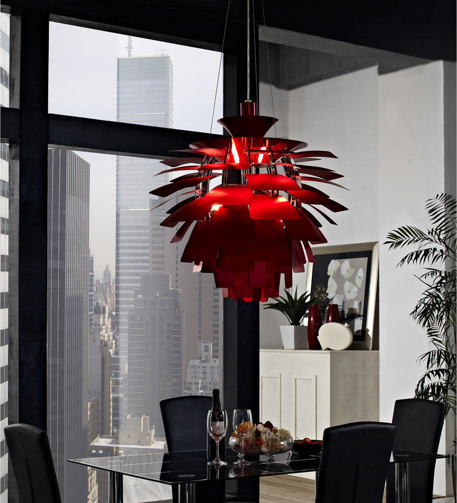 Modern Contemporary Living Dining Room 28" Ceiling Light Chandelier Red