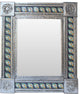 Medium Silver Lily Mexican Talavera Tile Mirror