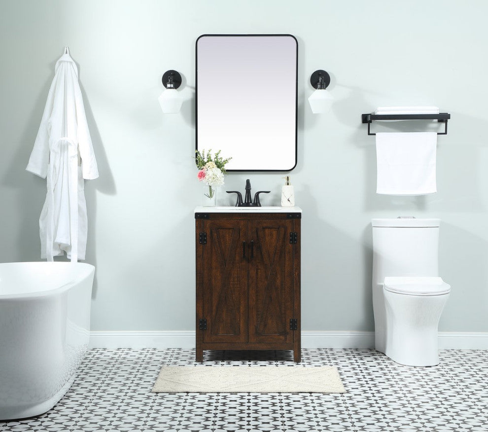 Home Living 19" Farmhouse Expresso-Light Bathroom Vanity