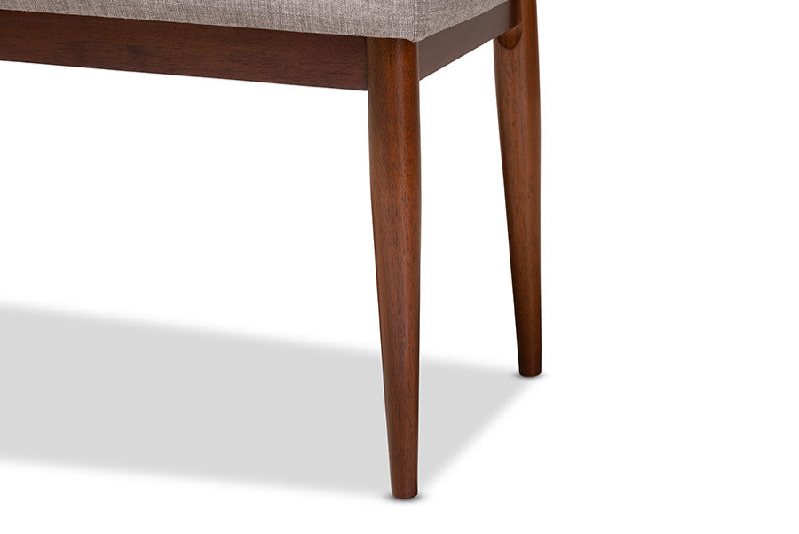 Itami Mid-Century Modern Light Gray Medium Oaked Wood Dining Bench