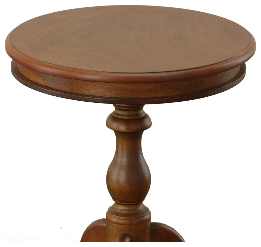 Anna Pedestal Base Accent Table, Chestnut