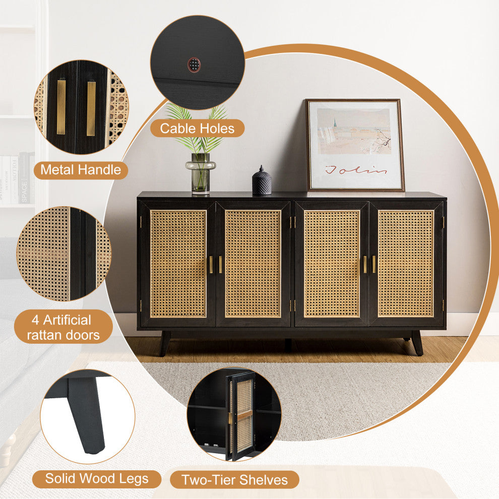 Media Storage TV Stand, Up to 65", Black