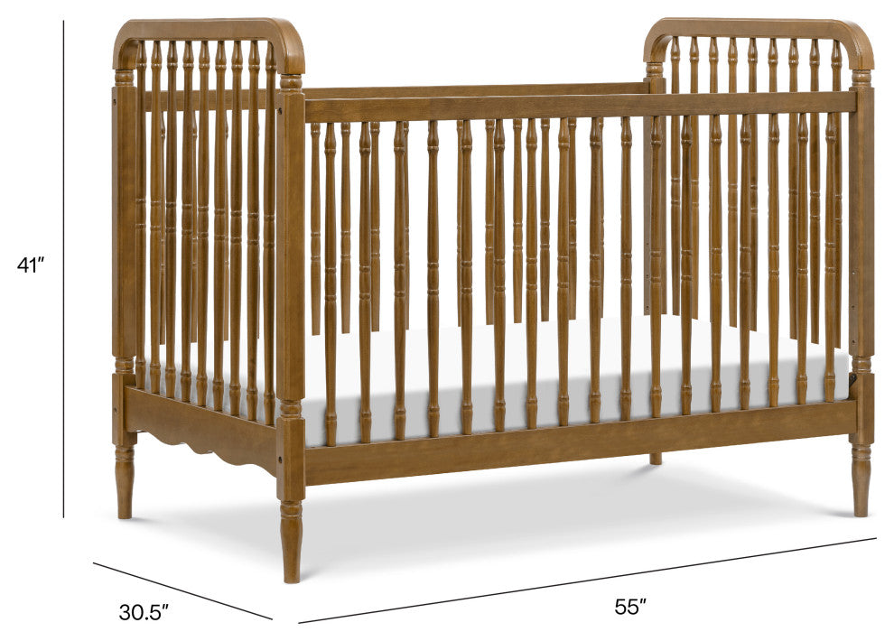 Liberty 3-in-1 Convertible Spindle Crib With Toddler Bed Conversion Kit, Natural Walnut