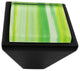 Hand Brushed Yellow Green Stripes Crystal Glass Black Metal Square Frustum Knob