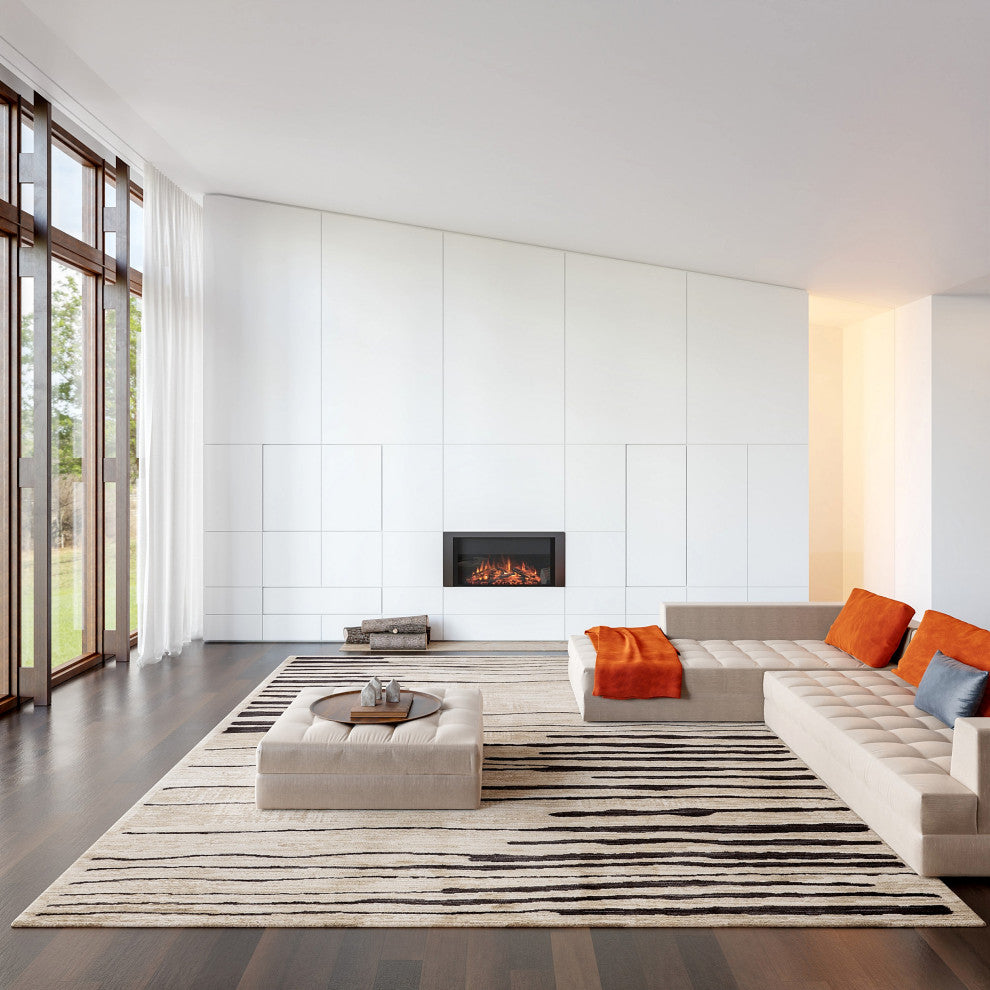 Eufemia Contemporary Abstract Area Rug, Beige 4'x6'