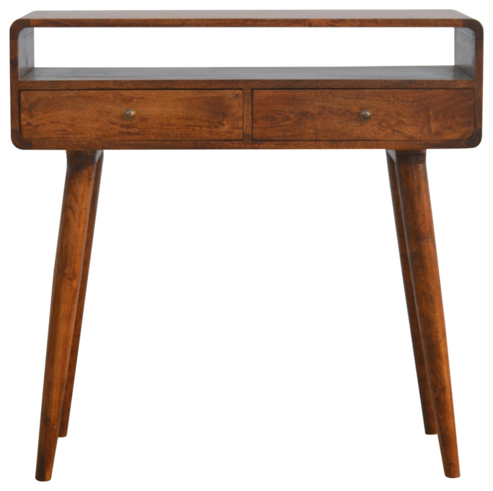 Curved Chestnut Console Table