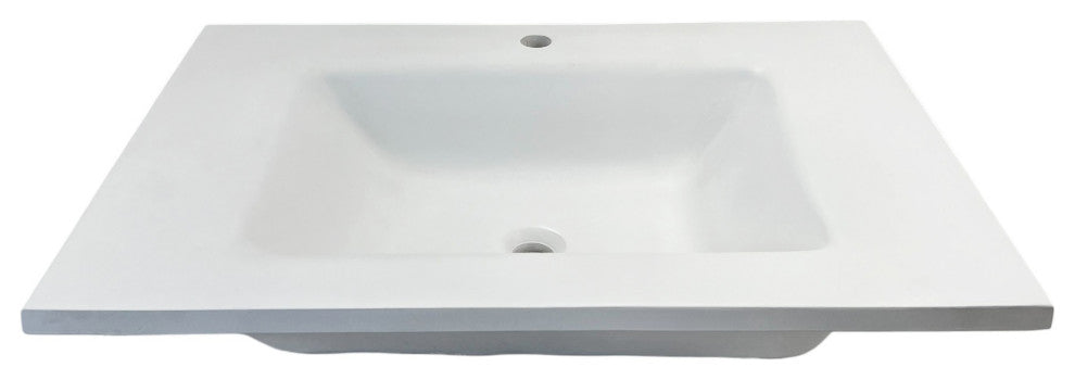 31" Single Concrete Rectangular Sink Top with Rectangle Sink, White
